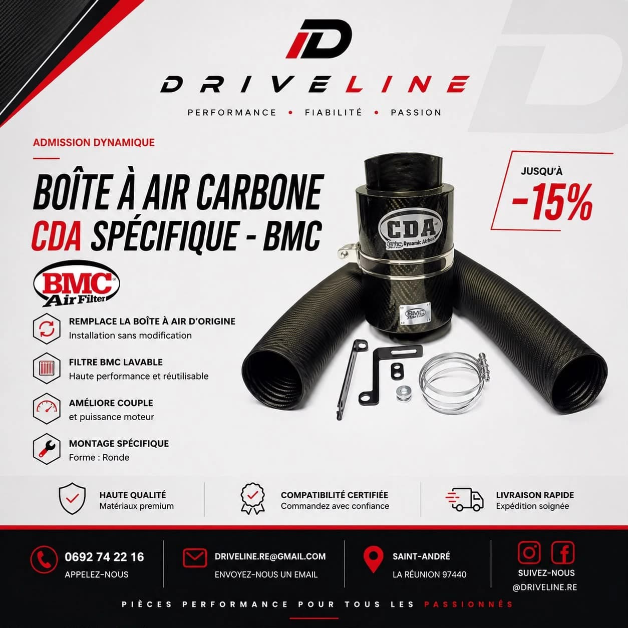 Boite à air carbone cda spécifique 