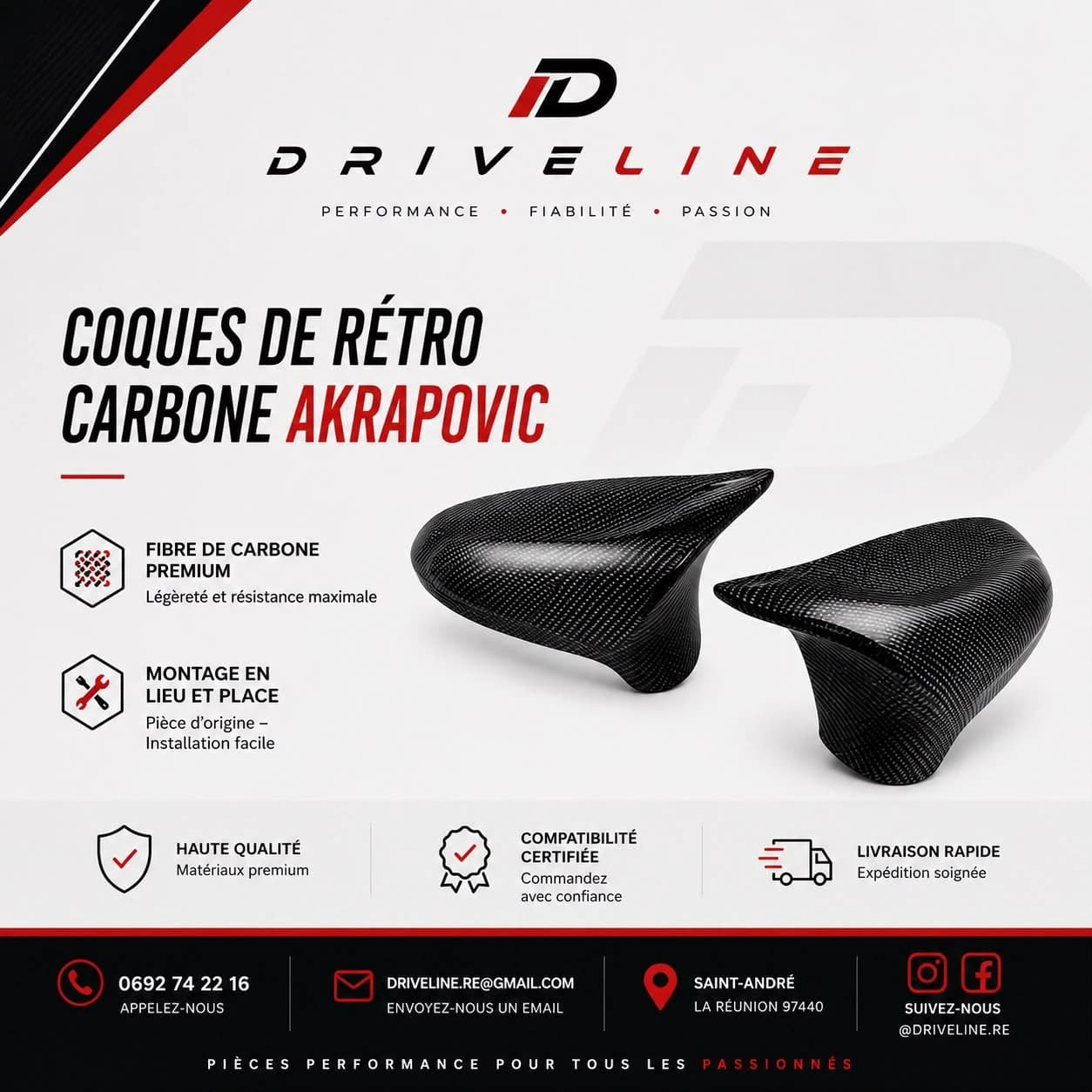 Coques de rétro carbone akrapovic